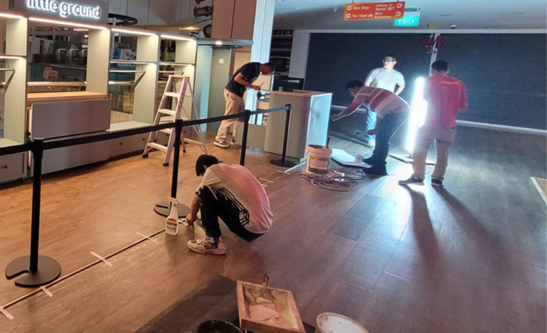 Retail renovation installation work in progress by Inter-Link Exhibition Singapore
