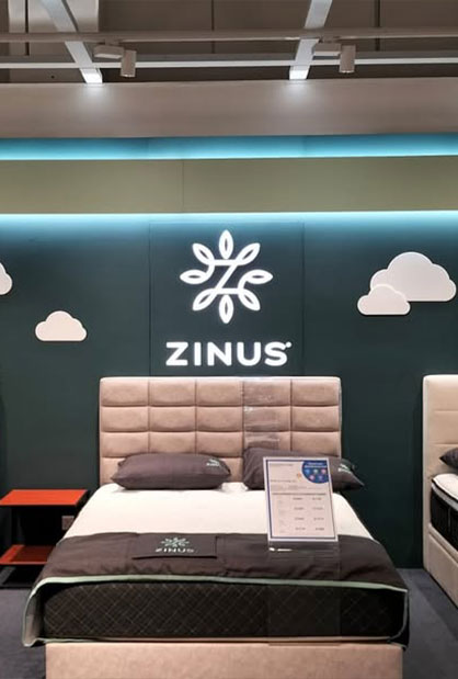 Zinus retail showroom display at Courts Megastore Singapore