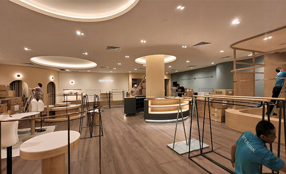 Retail renovation installation work in progress by Inter-Link Exhibition Singapore