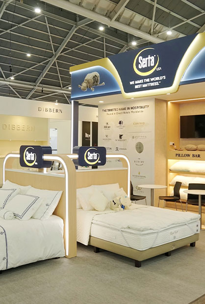 Serta and King Koil exhibition booth at Food & Hospitality Asia 2026